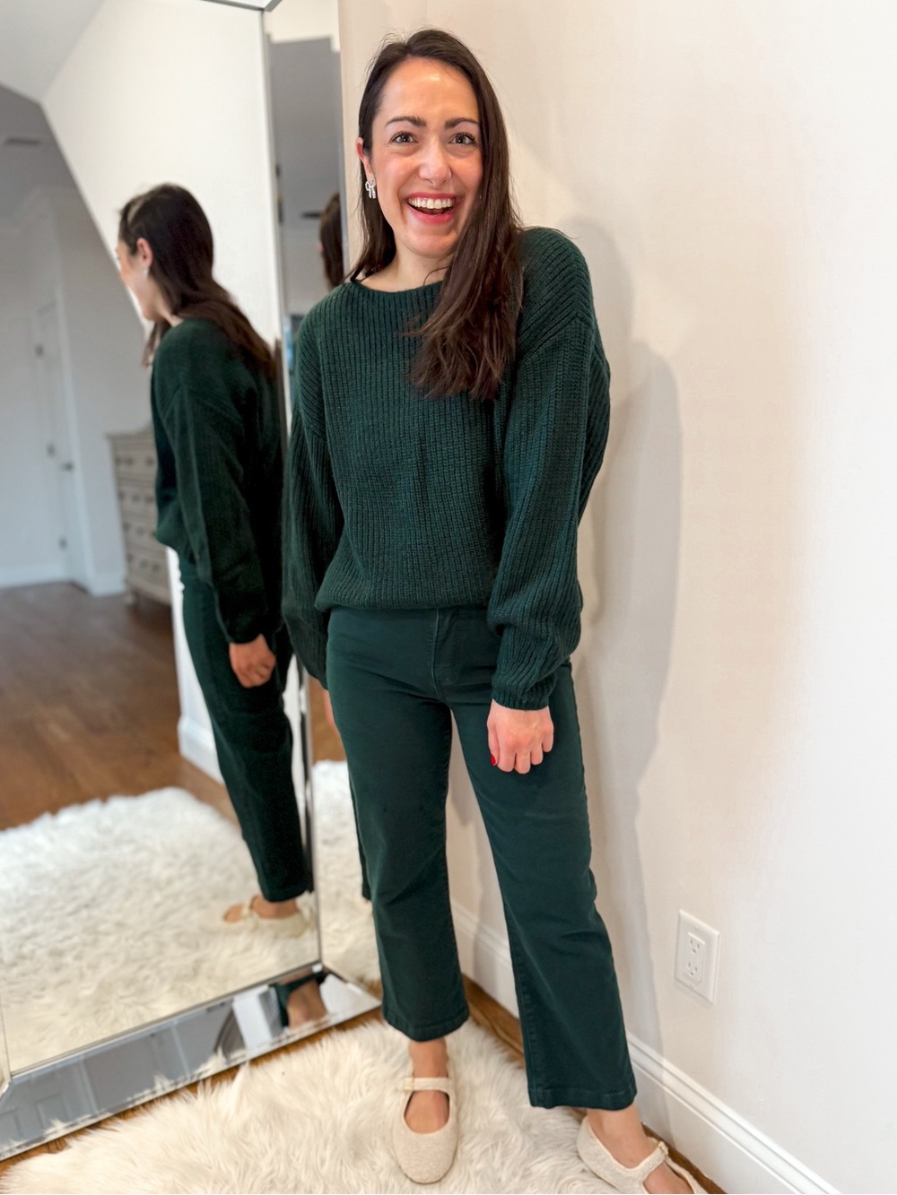 Dark Green Women's Straight-Leg Pants by loft